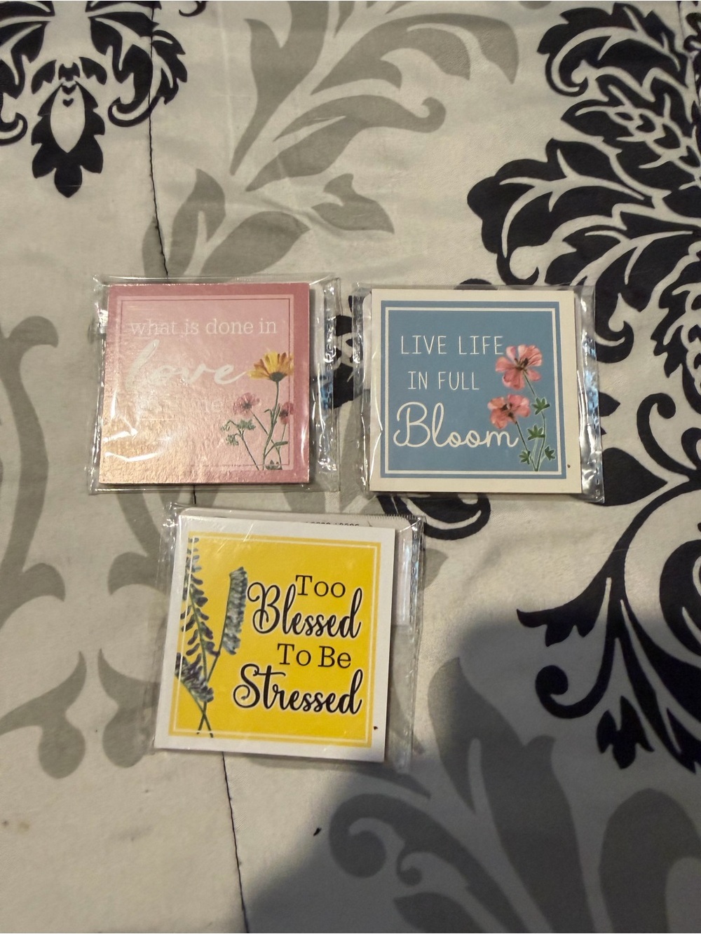 Floral Inspirational Mini Sign Set - Pink, Blue & Yellow magnets